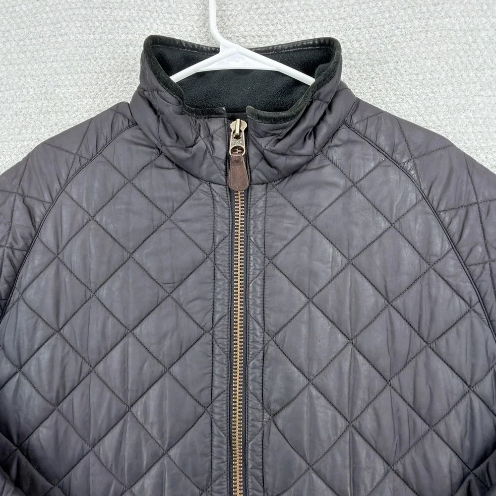 Polo Ralph Lauren Jacket Mens XL Black Quilted Full Zip Fleece Lined Distressed